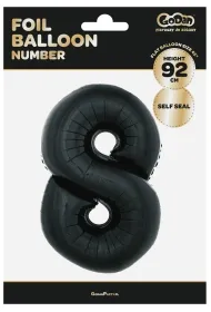 Godan Balon foliowy cyfra 8 czarny 92cm