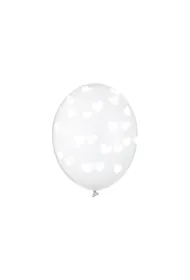 PartyDeco Balony Serduszka Crystal Clear 30cm