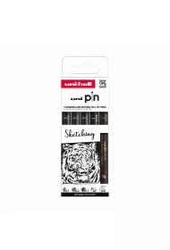Uni Mitsubishi Pencil Cienkopis kre�larski PIN 200 Sketching r�ne grubo�ci czarny 5 szt.