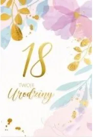 Karnet B6 LUX 18 urodziny, kwiaty