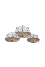 Excellent Houseware Kosze bambusowe z moskitier 3 szt.