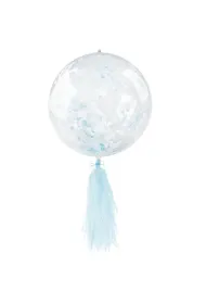Arpex Balon PCV Prze�roczysty z konfetti z fr�dzlami BLF5740 niebieski