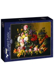 Puzzle 1000 el. Martwa natura z kwiatami i owocami Bluebird Puzzle