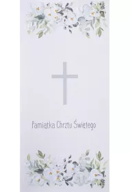 Karnet Chrzest DL C19 - Krzy� kwiaty niebieski