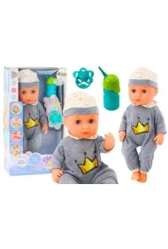 Lalka bobas w siwej pi�amce siusiaj�ca butelka LeanToys
