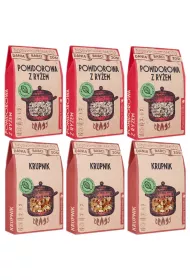 Dania Babci Zosi Zupy: Pomidorowa + Krupnik zgrzewka mix 3 x 95 g + 3 x 90 g