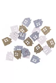 dpCraft Drewniane brokatowe domki 1,7x2,2cm