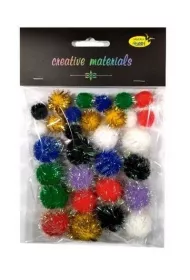 Galeria Hobby Pompony glitter kolorowe 15-25mm