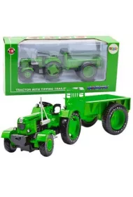 Traktor rolniczy z przyczep� metalowy zielony 1:18 LeanToys