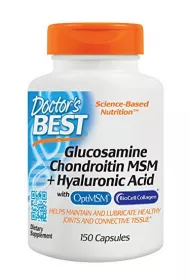 Doctors Best Glukozamina, Chondroityna, MSM i Kwas Hialuronowy Suplement diety 150 kaps.