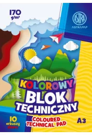 Astra Blok techniczny kolorowy barwiony w masie A3 170 gsm 10 kartek