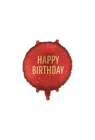 PartyDeco Balon foliowy pastylka Happy Birthday 35x35cm