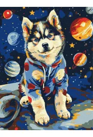 Ideyka Malowanie po numerach - Kosmiczny husky 30x40cm