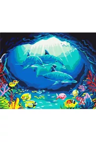 ArtiFly Malowanie po numerach - Rodzina delfinw 40x50cm