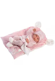 Lalka 73860 bobas Nica na r�owym kocyku 38cm Llorens