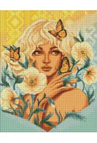 Ideyka Diamentowa mozaika - Dziewczyna z motylami 40x50cm