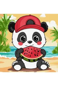 Ideyka Malowanie po numerach - Lato. Panda z arbuzem 25x25cm