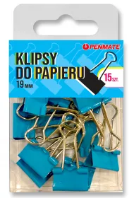 Penmate Klipsy do papieru niebieski 19 mm