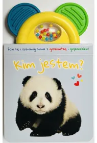 Kim jestem? b��kitna. Ksi��eczka z gryzaczkiem i grzechotk�