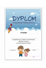 LearnHow Dyplom A4 ukoczenia przedszkola - Chmury 10szt