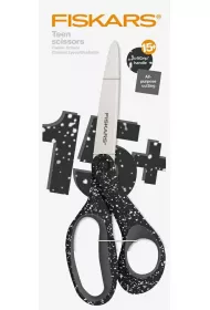 Fiskars Noyczki dla nastolatkw 20cm czarne w biae kropki