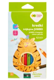 Happy Color Kredki drewniane jumbo 12 kol + temper�wka