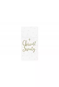 PartyDeco Kieszonka na sztu�ce bia�a Chrzest 10x20cm