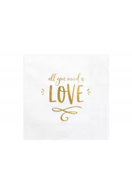 PartyDeco Serwetki - All you need is love, bia�y, 33x33cm: 1op./20szt.