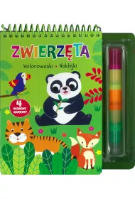 Zwierz�ta. Kolorowanki, naklejki, 4 neonowe markery