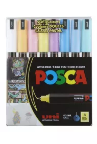 Uni Mitsubishi Pencil Markery PC-1MR soft colors pastelowe kolory Posca Uni 8 szt.