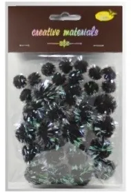 Galeria Hobby Pompony glitter czarne 15x25mm 30 szt.