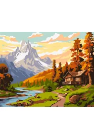 Ideyka Malowanie po numerach - Domek w �rodku g�r 40x50cm