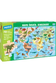 Puzzle 70 el. Mapa �wiata. Dinozaury Jako