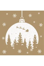Serwetki Lunch Daisy BN - Christmas Bauble with Forest Silhouette on Gold SDGW023103