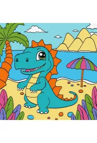 Malowanie po numerach - Zabawny dinozaur Kids 25x25cm Ideyka