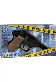 Metalowy pistolet policyjny 8 naboi Gonher