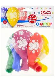 Godan Balony Premium Hel z nadrukiem 30 13" 5 szt.