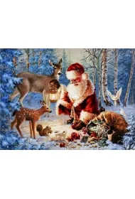 Norimpex Diamentowa mozaika - Zima Miko�aj w lesie ze zwierz�tami 40x30cm