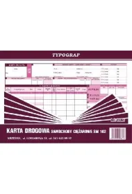 Druki samokopiuj�ce Typograf karta drogowa na samochody ci�arowe A-4 Sm 102 (02064)