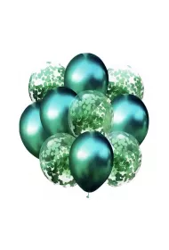 GoParty Balony ziele� metalik i konfetti 10 szt.
