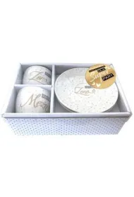 Kukartka Komplet fili�anek �lub - bia�e w kropki FIL-004