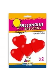 Balony serca czerwone 25 cm 8 szt.