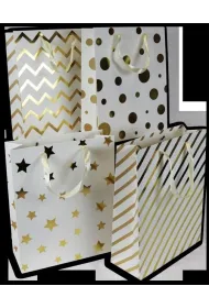 Polkart Torebka prezentowa M bia�o z�ota (26x32x10cm) mix