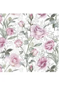 Serwetki Lunch Daisy - Pink Roses on SIlver SDOG042901