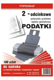 Druki offsetowe Typograf polecenie przelewu podatki 2 odc. A4 80 (01175) 100 szt.