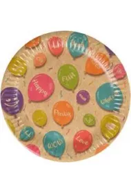 Arpex Talerze papierowe Kraft Balloons 18cm 12 szt.
