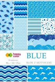 Happy Color Blok z motywami BLUE A4 30 motyw�w 80g 15 kartek
