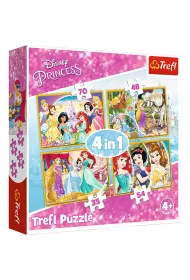 Puzzle 4w1 Radosny dzie� ksi�niczek Trefl