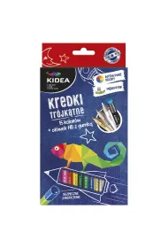 Derform Kredki o��wkowe tr�jk�tne z o��wkiem 15 kolor�w