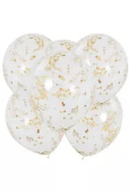 Godan Balon 12" ze z�otym konfetti transparentny 6 szt.